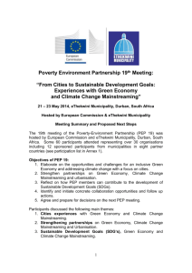 Poverty Environment Partnership 19 th Meeting
