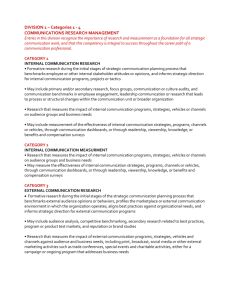 DIVISION 1 – Categories 1 - 4 COMMUNICATIONS RESEARCH