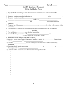 Unit 15 - Questioned Documents Fill-in-the-Blanks