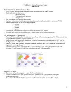 Final Review Sheet of Important Topics