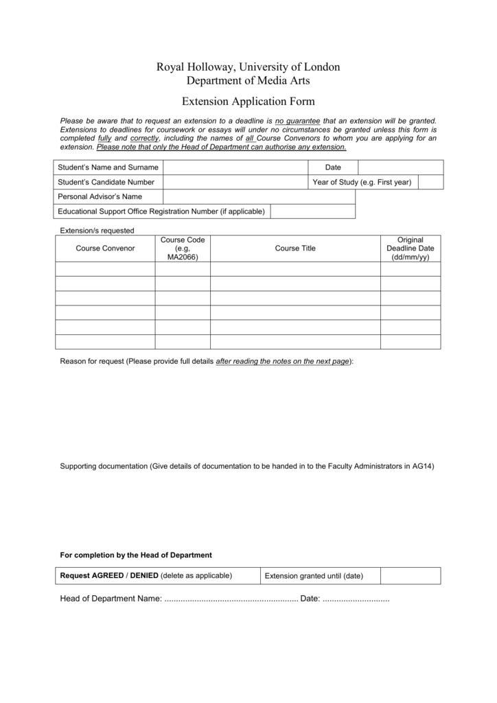 university of canberra assignment extension form