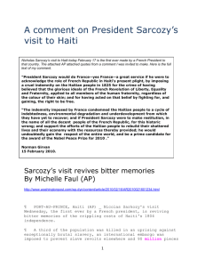 President Sarcozy Visits Haiti