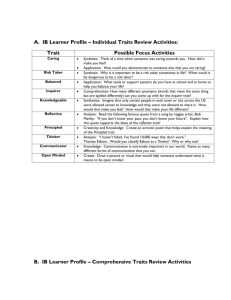 A. IB Learner Profile – Individual Traits Review Activities: Trait