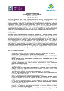 Postdoctoral Researcher Bioactives from Aquaculture Waste School