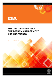 The DET Disaster and Emergency Management Arrangements