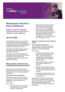 Fact sheet: Supports the NDIS will fund in relation to early childhood
