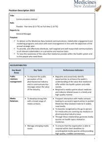 Medicines NZ Communications Advisor Position Description May 2015