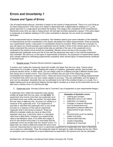 Errors in Experimental Measurements