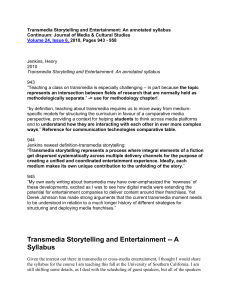 Transmedia Storytelling and Entertainment -- A Syllabus