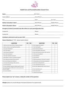 Health and Parental Consent Form