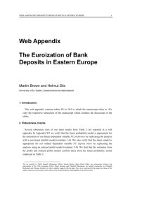 Web Appendix The Euroization of Bank Deposits in Eastern Europe