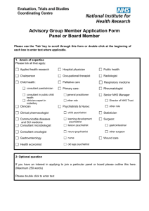 Advisory Group Member Application Form Panel or Board Member