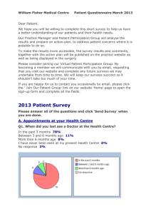 Patient Questionnaire - Year 2 - William Fisher Medical Centre