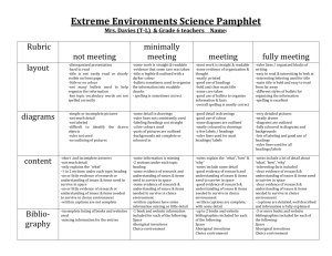 Rubric for Extreme environments pamphlet