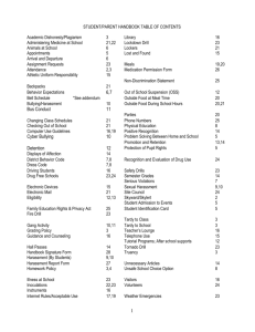 STUDENT/PARENT HANDBOOK TABLE OF CONTENTS