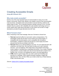 Creating Accessible Emails Using MS Outlook 2013