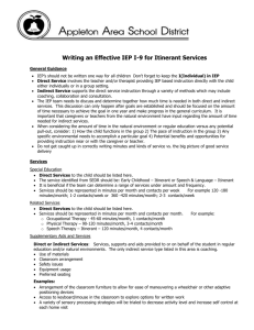 Y. Writing an Effective IEP I-9 for Itinerant Services