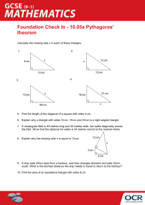 Foundation Topic Check In 10.05a - Pythagoras` theorem