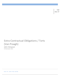 Extra-Contractual Obligations / Torts (Van Praagh)