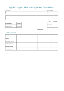 MSc assignment grade form