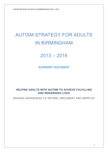 Birmingham Autism Strategy - summary document. FINAL