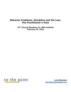 Behavior Problems, Discipline and the Law