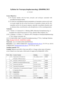 Syllabus for Neuropsychopharmacology (D840900) 2013