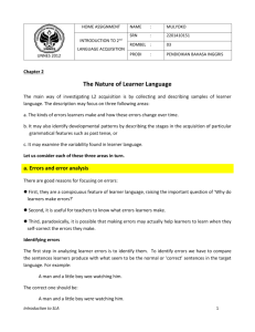 Chapter 2 – The Nature of Learner Language