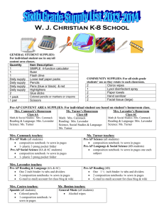 Sixth Grade Supply List - Birmingham City Schools