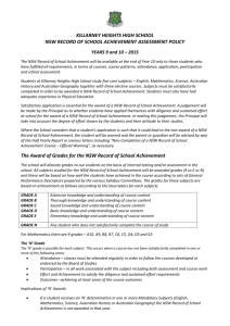 Record of School Achievement Assessment Policy Years 9 & 10