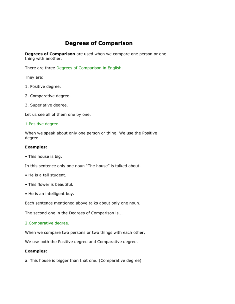 Degree Of Comparison Sentences