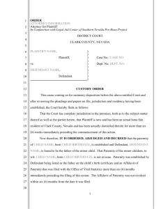 Final Custody Order - Legal Aid Center of Southern Nevada