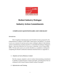 Review the Bed Net Dialogue`s Compliance Questionnaire and