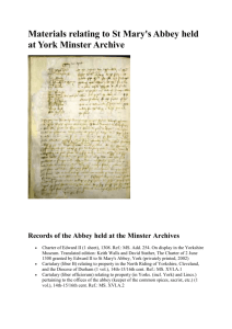 Materials relating to St Mary`s Abbey held at York Minster Archive
