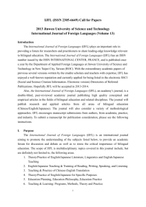 Introduction: International Journal of Foreign Language (IJFL) has