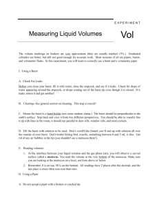 E X P E R I M E N T Measuring Liquid Volumes Vol The volume