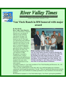 Article - Van Vleck Ranch