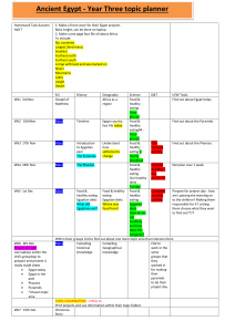 Ancient Egypt - Year Three topic planner