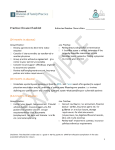 Practice Closure Checklist - Divisions of Family Practice