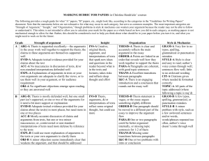 Marking Rubric, Fall 2015 (MS Word)