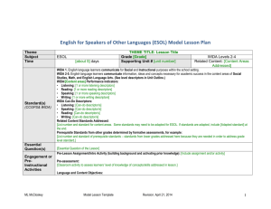 (ESOL) Model Lesson Plan - Mary Lou McCloskey`s Resource Pages