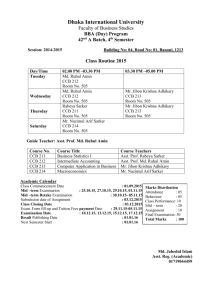 Class Routine 2015 - Dhaka International University