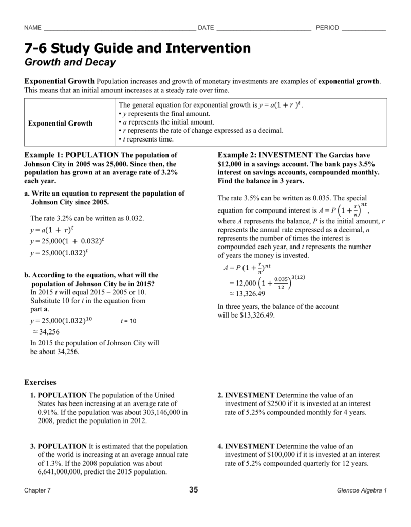7 5 Study Guide And Intervention Exponential Functions Answers Study 7 5 Study Guide And Intervention Exponential Functions Answers Study