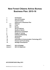 Business Plan - Citizens Advice New Forest Citizens Advice New