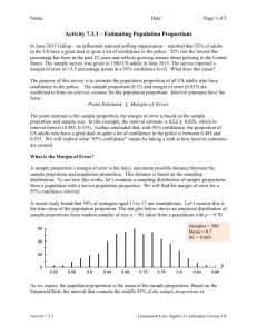 Activity 7.3.3 – Estimating Population Proportions