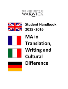 MA/Diploma in Translation, Writing and Cultural Difference (QW98)