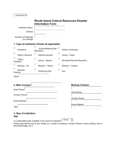Rhode Island Cultural Resources Disaster Information Form
