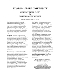 FLORIDA STATE UNIVERSITY GEOLOGY FIELD CAMP IN