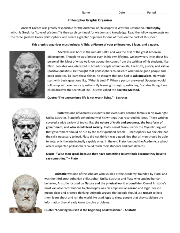 greek philosophers assignment