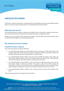 uncollected goods - NT Consumer Affairs